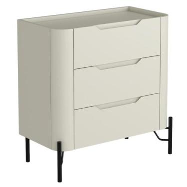 Imagem de Mesa De Cabeceira Orgânica 3 Gavetas Pés Industrial Preto Bliss I03 Lu