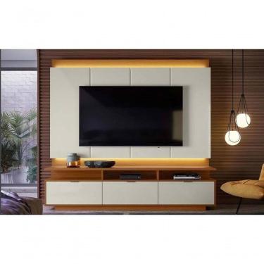 Imagem de Conj. Bancada Casablanca Com Painel P/ Tvs Até 75" 3 Portas - Jequitiba/off White Perolizado