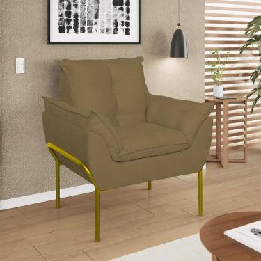 Imagem de Poltrona Decorativa Luxo Recepção Clínica Estética Dourado Capuccino