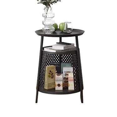 Imagem de Mesa de chá, mesa lateral redonda com casa de gato, condomínio para gatos, móveis internos para gatos, mesa de centro pequena com armazenamento, mesa de cabeceira pequena para sala de estar, mesa de