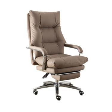 Imagem de Cadeira de escritório luxuosa cadeira de escritório ergonômica reclinável cadeira de computador para casa confortável para almoço poltrona de sofá pode levantar e girar cadeira de computador (marrom)