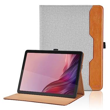 Imagem de Capa para Lenovo Tab M9 2023 de 2023 (TB-310FU) - Capa protetora de couro PU Business Folio com alça de mão e bolso, cinza