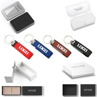 Imagem de Pen drive USB de metal com logotipo personalizado com estojo de couro – Pen Drive de marca personalizada com opções de embalagem para presentes corporativos, promoções, casamentos, escolas (50.512 MB)