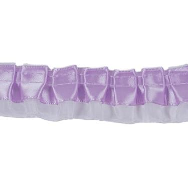 Imagem de Acabamentos de tecido com acabamento de babados de cetim, acabamento de 2 camadas de cetim de organza plissada, fita de renda plissada para costura, artesanato, cortina de vestido, decoração de fronha