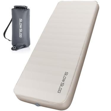 Imagem de Tapetes de dormir autoinfláveis para acampamento 10 cm almofada de dormir de espuma ultra-grossa colchão inflável de acampamento com saco de bomba, almofada de acampamento portátil para 4 estações