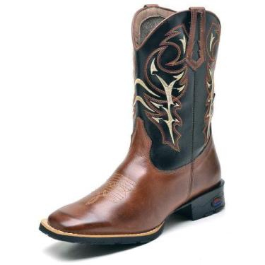 Imagem de Bota Country Texana Masculina Couro Legítimo Bordado Fakcini - 2505 - 