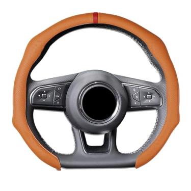 Imagem de ontto Capas de volante de couro com marcador central, capa antiderrapante para volante, manga fresca no verão, quente no inverno, protetor de luva de volante para proprietários de carros, homens e