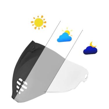 Imagem de Capacete IC-06 fotocrômico de substituição para viseira facial, proteção UV resistente a arranhões para capacete ICON Airflite (fotocrômico claro/preto escuro)