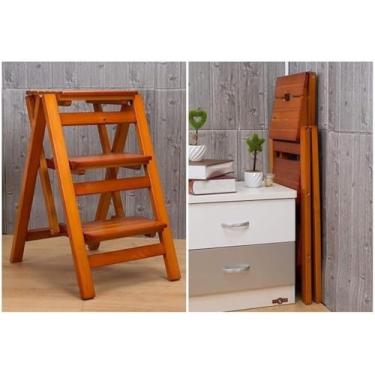 Imagem de Escada De Madeira Para Escada De Escada De Escada De Bancada - Leve Dobrável Para Adultos Cozinha Loft Camping Uso Interno E Externo Segurança Antiderrapante