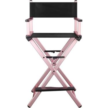 Imagem de Cadeira De Diretor Alta Dobrável De Alumínio Cadeira De Artista De Maquiagem Cadeira De Acampamento Portátil Com Encosto Alto Com Apoio Para Os Pés Cadeira De Artist, Gold, One Size