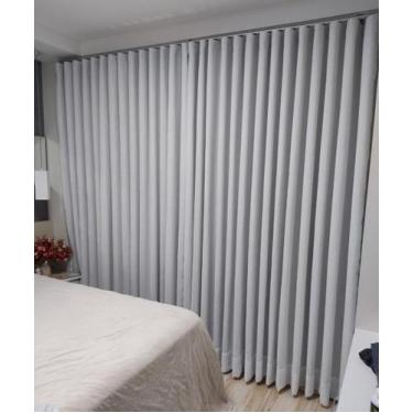 Imagem de Cortina Trilho Suíço Duplo Voil Linho+blackout 100% Janela Porta 8,00x