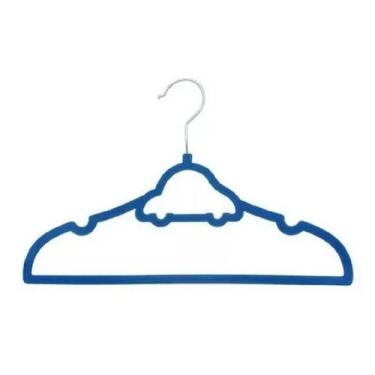 Imagem de Cabide De Veludo Infantil Ultrafino 1 Unidade Carro Azul - Member's Ma