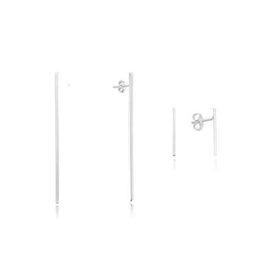 Imagem de brinco prata 925 primeiro e segundo furo tiras antialérgico - Isa Ronc