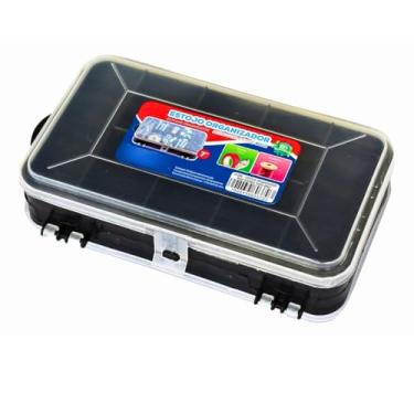 Imagem de Caixa Organizadora com 7 Compartimentos, Estojo para Anzóis e Acessórios de Pesca, Transparente e Preto PARAFUSOS PORCAS ARRUELAS ANZOL CHUMBO CHUMBADA GARATÉIA