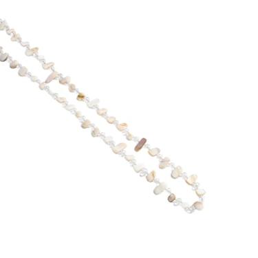 Imagem de K-Elewon Colar longo colorido com contas irregulares, boêmio, vintage, de camada dupla, colar longo com contas, contas de vidro, bijuteria feita à mão para mulheres CH03, 47 inches, Pedra, Sem Pedra