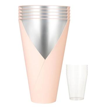 Imagem de Fenteer Balde de apresentação de flores com 5 peças e forro de PP, acessórios para embalagens de presentes artesanais, interior multifuncional à prova, Luz Rosa