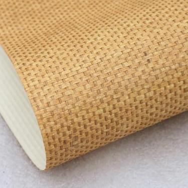 Imagem de Papel De Parede De Papel De Parede De Grama De Madeira Tecida à Mão, Papel De Parede De Pano De Grama Texturizado Accent Wall Covering, Rolo De Papel De Parede De Pano De Grama Nat, Yellow