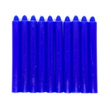 Imagem de Velas Palito 16cm, Kit com 36 Unidades, Brancas e Coloridas, Parafina Pura (Azul)