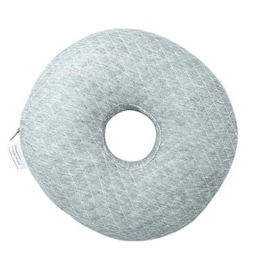 Imagem de Baoblaze Travesseiro de dormir lateral em formato de O com furo, protetor auricular, suporte de pescoço, protetor de pescoço para relaxamento, Grade Cinza