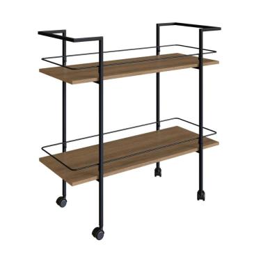 Imagem de Carrinho Bar Industrial com 2 Prateleiras P1036 Preto/Mel