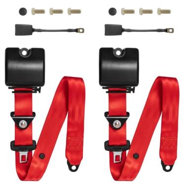 Imagem de Kit de cinto retrátil ajustável de 3 pontos, ajuste universal para carrinhos de golfe, UTV, caminhões, trailer, minivan (vermelho)