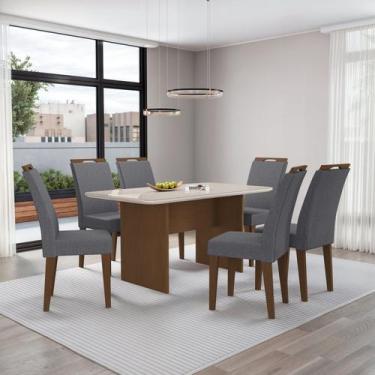 Imagem de Mesa Cairo 160x90cm Tampo Mdf e Vidro com 6 Cadeiras Evora - Art Panta