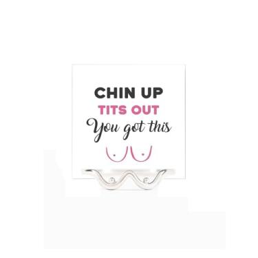Imagem de sunglnl Anel Chin Up Tits Out Boobie, anéis femininos banhados a prata de cobre com design divertido de seios, joia de confiança simples para mulheres, presente de conscientização do câncer de mama, 6