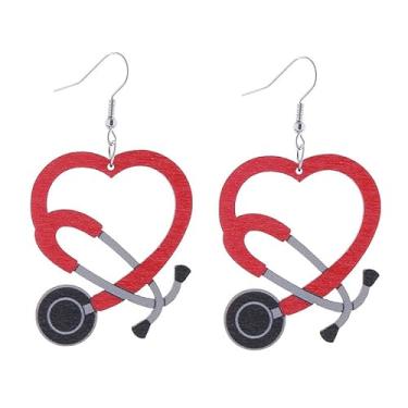 Imagem de Brincos com tema médico, coração, estetoscópio, pílula, seringa, cruz vermelha médica, presentes de dia da enfermeira, presentes para médicos, enfermeiros, estudantes de medicina, Liga de aço, Sem