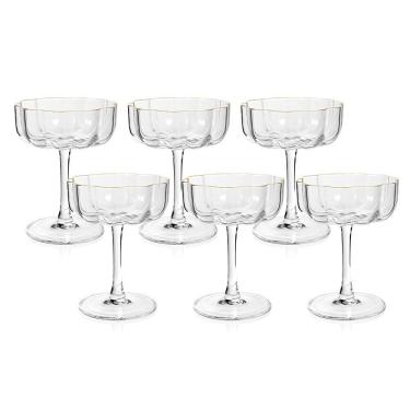 Imagem de Jogo De Taças Copa E Cia 6 Peças Vitreo Com Filete Dourado Drink/sobremesa 110 Ml