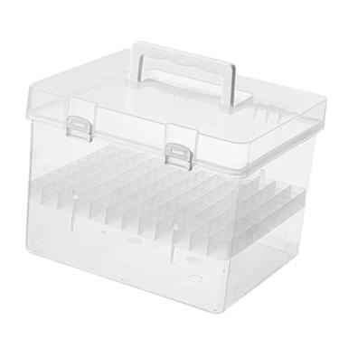 Imagem de CarpNettore Estojo para Transporte de Marcadores, Caixa de Armazenamento Transparente Multiuso, Materiais de Arte para Marcadores de Texto Coloridos, 80 Slots