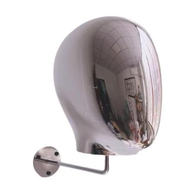 Imagem de harayaa Suporte de parede para cabeça de manequim, suporte para pendurar perucas, cabeça de manequim multifuncional para fones de ouvido, óculos, loja, salão, Prata