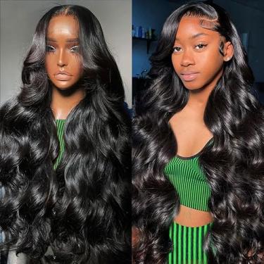 Imagem de Perucas de cabelo humano ondulado frontal 33 x 10 cm HD transparente lace frontal para mulheres 180% densidade perucas de cabelo humano pré-arrancadas cor natural