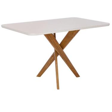 Imagem de Mesa de Jantar Olinda 130x80 Tampo Vidro Temperado Off White Base Made