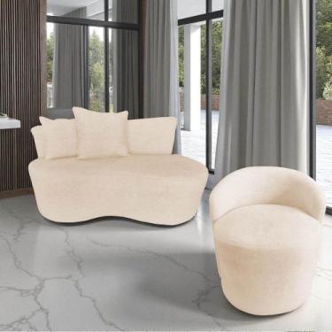 Imagem de Kit Namoradeira + Poltrona Yara Orgânica Couro Bege - Mansão Decor