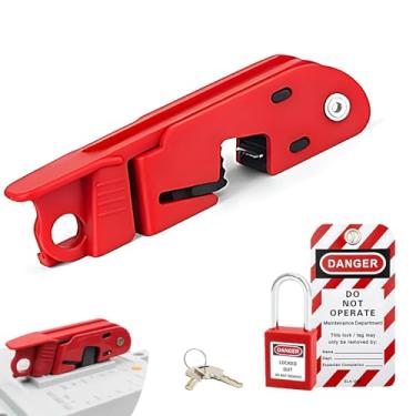 Imagem de PILISPARK Bloqueio De Disjuntor, Caixa Elétrica Vermelha, Sinalização Para Alavancas Simples E Duplas Padrão 110-240 V, Compatível Com Osh (1 Conjunto Bloqueio)