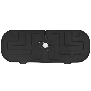 Imagem de Tapete de torneira de silicone, bandeja coletora de água de secagem de torneira, protetor contra respingos de pia para cozinha banheiro apartamento hotel bancada proteção(Preto)