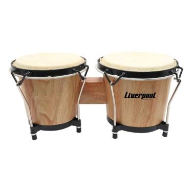 Imagem de Bongo Em Madeira 6`` X 7`` Liverpool Pele Animal 11884
