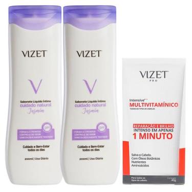 Imagem de Kit Sabonete Íntimo + Regenerador Intensive para Cabelos Vizet