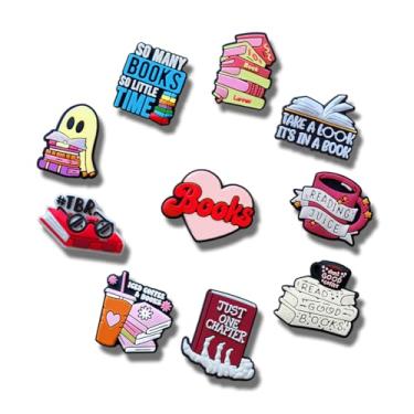 Imagem de TCHARIRY Berloques de sapatos para livros - Pingentes de decoração com tema de livros para meninos, crianças, adolescentes e adultos - Conjunto de 10