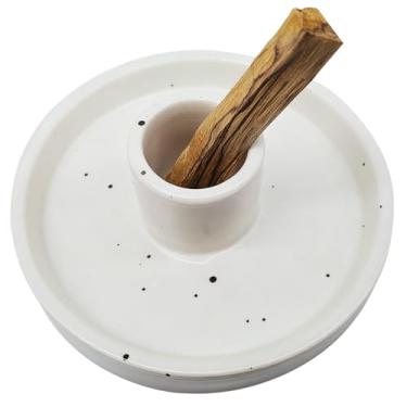 Imagem de Suporte Palo Santo, suporte de incenso de cerâmica, suporte de sálvia para ioga, meditação e limpeza energética, suporte exclusivo de incenso de cerâmica para palitos Palo Santo (branco)