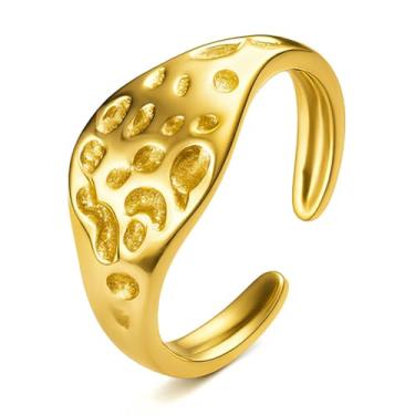 Imagem de Anel Ajustável Corae Feminino Exclusivo Premium Banhado em Ouro 18K no Aço Inox/Coleção Orgânico Regulável