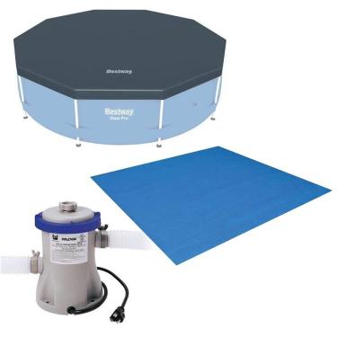 Imagem de Kit Filtro 2.006 Litros/hora + Capa 366 Estrutural e Forro Bestway 110v