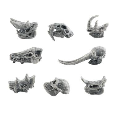 Imagem de Conjunto de estatuetas com crânio de animal pré-histórico realista x8 crianças em PVC
