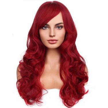 Imagem de Peruca Righton Red Long Curly com franja para cosplay feminino