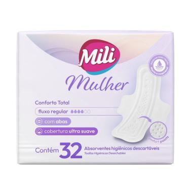 Imagem de Absorvente Mili Mulher Noturno Conforto Total com Abas 32 Absorventes
