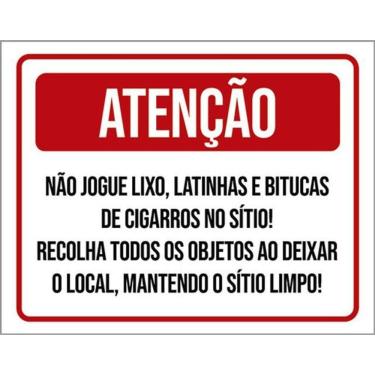 Imagem de Kit 3 Placas Atenção Não Jogue Lixo Bitucas No Sítio 36X46