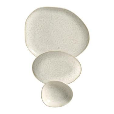 Imagem de Jogo de Pratos Oval 18 Peças Orgânico Vanilla Porto Brasil