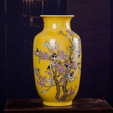 Imagem de AKALNNB Vaso de porcelana azul e branco, vaso de vento chinês, vasos decorativos para casa, decoração ideal para casa, escritório, festa de casamento