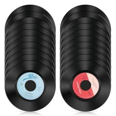 Imagem de Leptetek 20 discos de vinil reais, lote de discos de vinil de 18 cm para artesanato e decoração, estética de parede vintage, decoração de festa de rock & roll dos anos 70, 80, 90