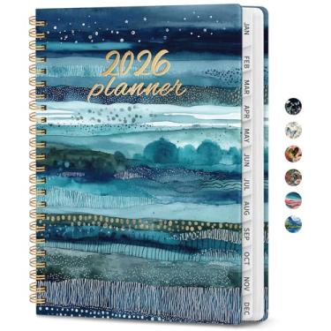 Imagem de Agenda 2026 – Agenda semanal e mensal, janeiro de 2026 a dezembro de 2026, agenda de calendário 2026 com encadernação em espiral, bolso interno, perfeito para material escolar de escritório em casa